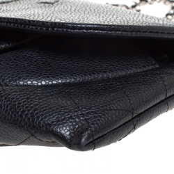 Pre Owned محفظة بسلسلة شانيل نصف قمر جلد كافيار رصاصية