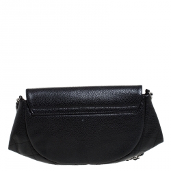 Pre Owned محفظة بسلسلة شانيل نصف قمر جلد كافيار رصاصية