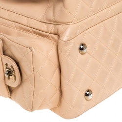 مملوكة مسبقًا حقيبة شانيل ريبورتر لاين كامبون جلد بيج مبطن