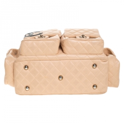 مملوكة مسبقًا حقيبة شانيل ريبورتر لاين كامبون جلد بيج مبطن