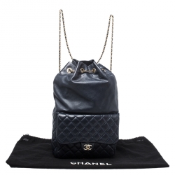 Pre Owned Chanel Navy Blue Quilted Leather Large Seoul Backpack
