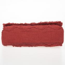 Pre Owned Chanel Orange Tweed Flap Shoulder Bag