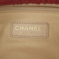Pre Owned Chanel Orange Tweed Flap Shoulder Bag