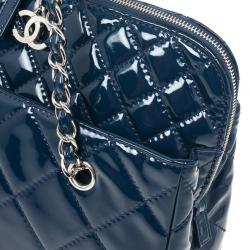 Pre Owned Chanel Vintage Large Blue Quilted Tote Bag 