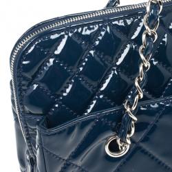 Pre Owned Chanel Vintage Large Blue Quilted Tote Bag 
