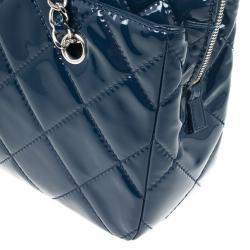 Pre Owned Chanel Vintage Large Blue Quilted Tote Bag 