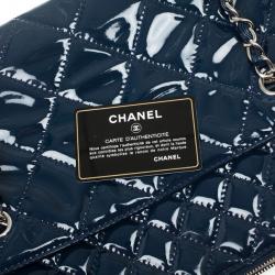 Pre Owned Chanel Vintage Large Blue Quilted Tote Bag 