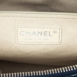 Pre Owned Chanel Vintage Large Blue Quilted Tote Bag 