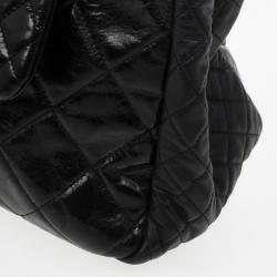 Pre Owned Chanel Black Distressed Quilted Lambskin Hobo 