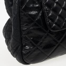 Pre Owned Chanel Black Distressed Quilted Lambskin Hobo 