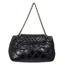 Pre Owned Chanel Black Distressed Quilted Lambskin Hobo 