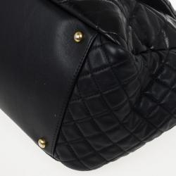 Pre Owned Chanel Black Distressed Quilted Lambskin Hobo 