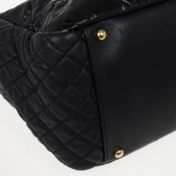 Pre Owned Chanel Black Distressed Quilted Lambskin Hobo 