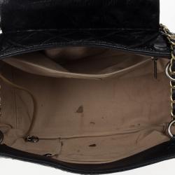 Pre Owned Chanel Black Distressed Quilted Lambskin Hobo 