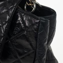 Pre Owned Chanel Black Distressed Quilted Lambskin Hobo 