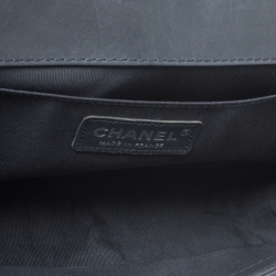 Pre Owned Chanel Grey Quilted Leather Medium Boy Flap Bag