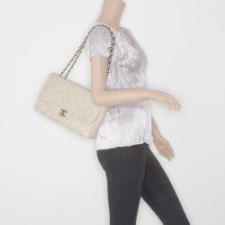 Pre Owned Chanel Beige Quilted ‘Crackled’ Leather Flap Bag
