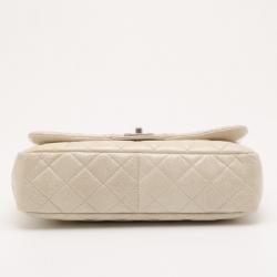 Pre Owned Chanel Beige Quilted ‘Crackled’ Leather Flap Bag