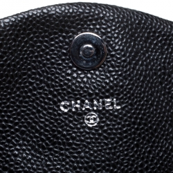 Chanel Black Quilted Caviar Leather Half Moon Wallet On Chain