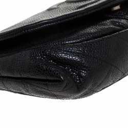 Chanel Black Quilted Caviar Leather Half Moon Wallet On Chain