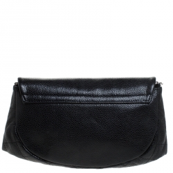 Chanel Black Quilted Caviar Leather Half Moon Wallet On Chain