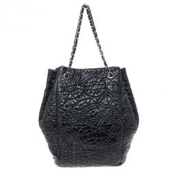 Pre Owned Chanel Black Patent Quilted CC XL Hobo 