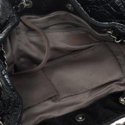 Pre Owned Chanel Black Patent Quilted CC XL Hobo 