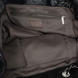 Pre Owned Chanel Black Patent Quilted CC XL Hobo 