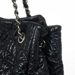 Pre Owned Chanel Black Patent Quilted CC XL Hobo 