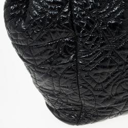 Pre Owned Chanel Black Patent Quilted CC XL Hobo 