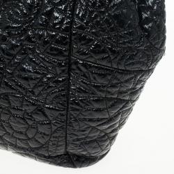 Pre Owned Chanel Black Patent Quilted CC XL Hobo 