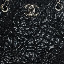 Pre Owned Chanel Black Patent Quilted CC XL Hobo 