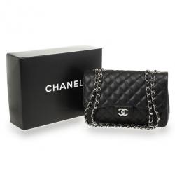 مملوكة مسبقًا Chanel Black Caviar Jumbo Flap