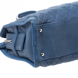 Pre Owned Chanel Blue Caviar Quilted Leather Large Riviera Tote