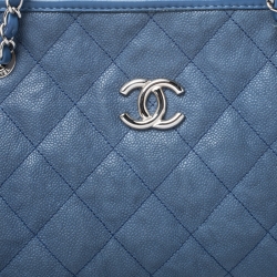 Pre Owned Chanel Blue Caviar Quilted Leather Large Riviera Tote