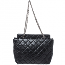 Pre Owned Chanel Black Quilted Aged Calfskin Leather Large Reissue Tote
