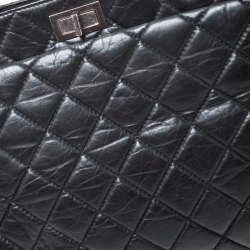 Pre Owned Chanel Black Quilted Aged Calfskin Leather Large Reissue Tote