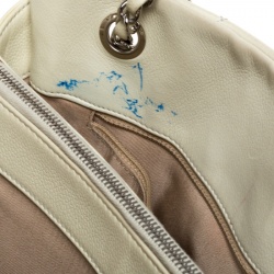 Pre Owned Chanel Off White Quilted Caviar Leather Timeless Shopper Tote