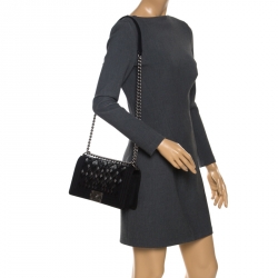 Pre Owned حقيبة شانيل موسايك بوي صوف سوداء مبطنة متوسطة بقلاب