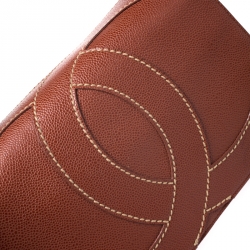 Pre Owned Chanel Brown Caviar Leather CC Shoulder Bag