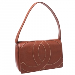 Pre Owned Chanel Brown Caviar Leather CC Shoulder Bag