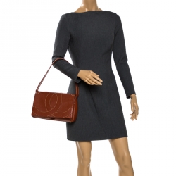 Pre Owned Chanel Brown Caviar Leather CC Shoulder Bag