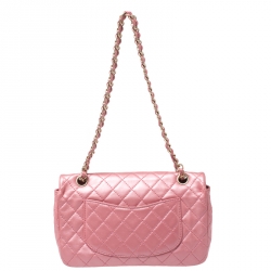 Pre Owned حقيبة كتف شانيل قلاب CC كريستال جلد مبطن وردي ميتالك