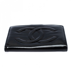Chanel Black Patent Vintage CC Compact Wallet