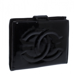 Chanel Black Patent Vintage CC Compact Wallet