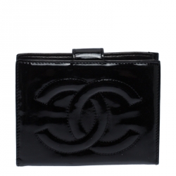 Chanel Black Patent Vintage CC Compact Wallet
