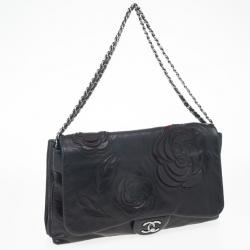 مملوكة مسبقًا حقيبة شانيل رانواي إصدار خاص قلاب كاميليا جلد خروف سوداء