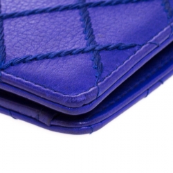 Chanel Purple Wild Stitch Quilted Leather Yen Bifold Wallet