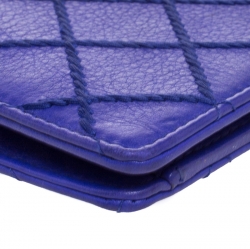 Chanel Purple Wild Stitch Quilted Leather Yen Bifold Wallet