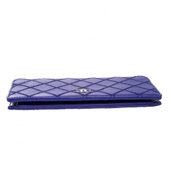 Chanel Purple Wild Stitch Quilted Leather Yen Bifold Wallet